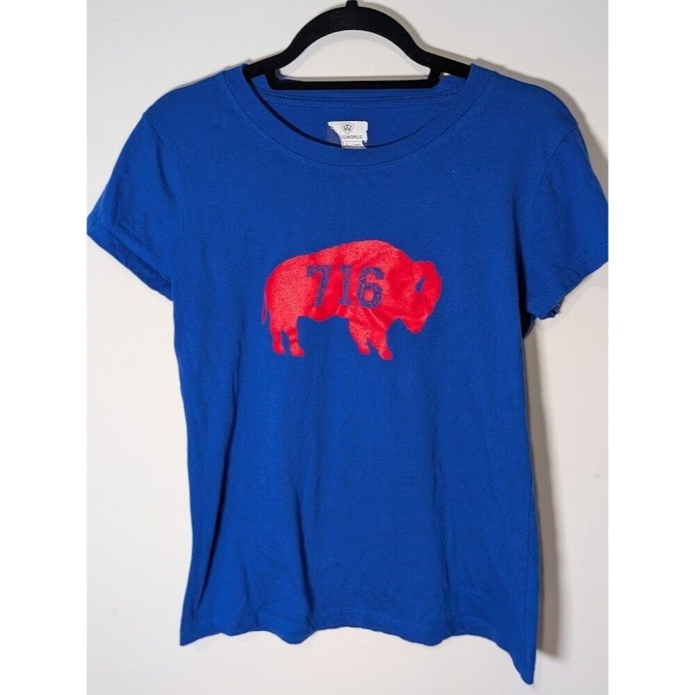 Top of the World BUFFALO 716 T-Shirt Royal Blue Red Bison Graphic Tee Large L